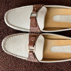 Host Pick!!!  Vaneli Slip-on shoes, off white with brown leather detailing.